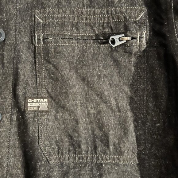 G-Star men's shirt M dark blue denim L/S slim fit zip pocket New without Tag - Picture 4 of 13